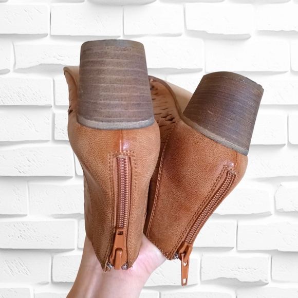 Madden Girl Rockella Women's Tan Leather Open Toe Zip Up Ankle Boots - Picture 11 of 16